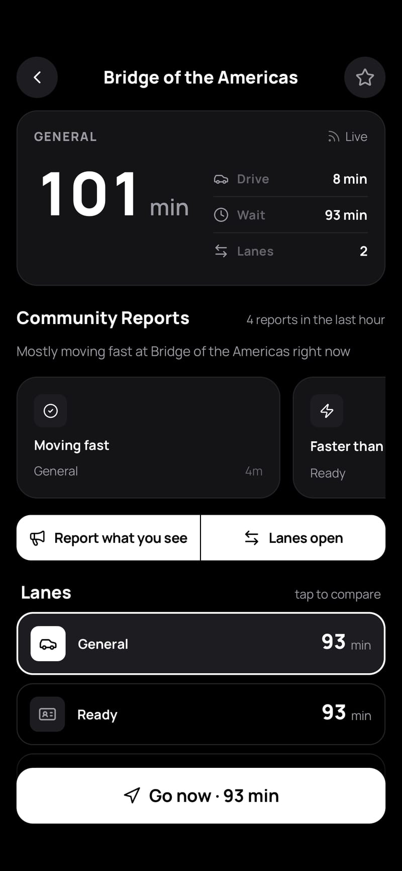 Live wait times